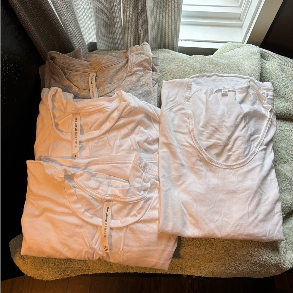 Lot of 3 Babaton Divina tees and one Wilfred tee.
